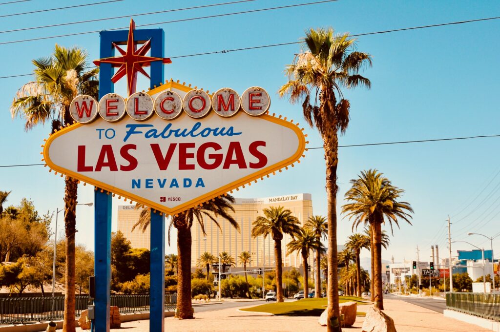 The iconic Las vegas welcome sign in daylight
