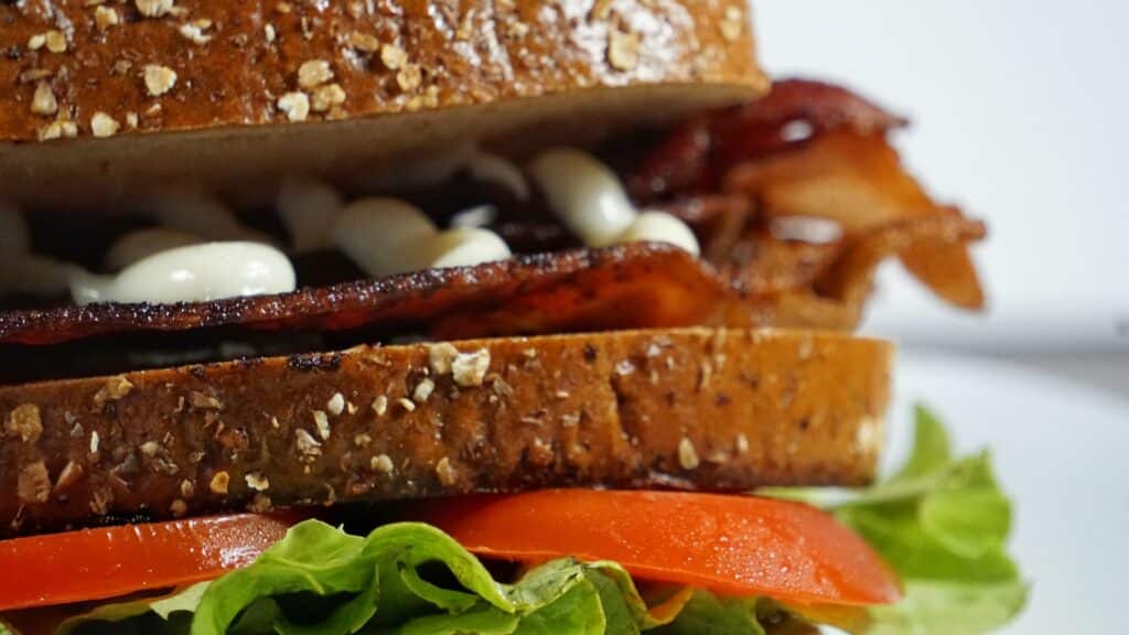 Close up of a BLT sandwich