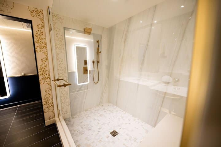 Luxurious bathroom of one of Circa Resort & Casino's hotel rooms