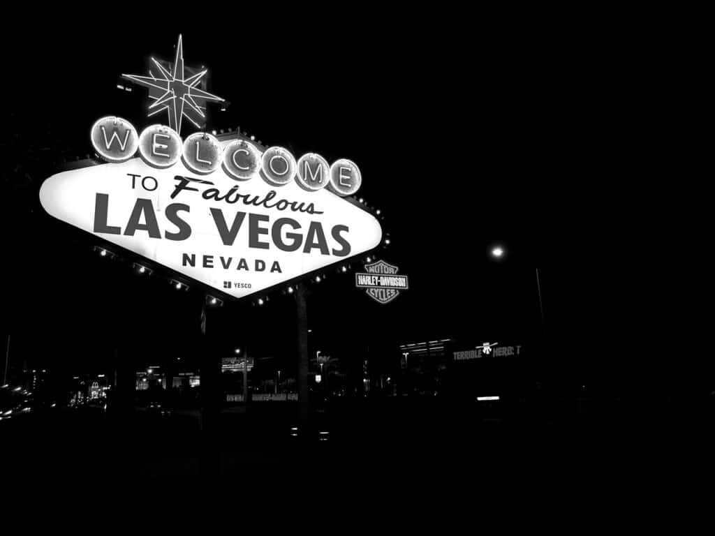 the Las Vegas signin black and white
