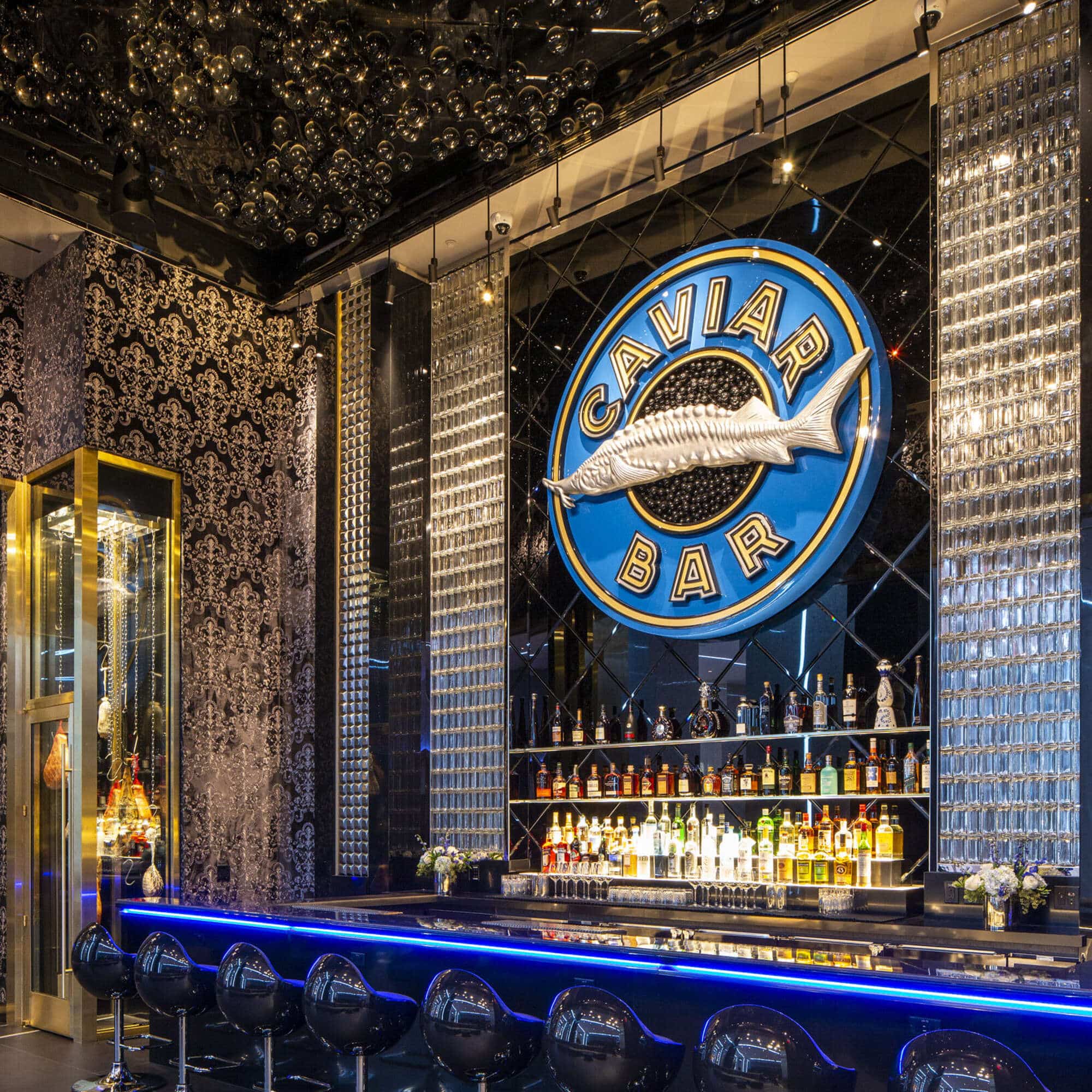 round caviar bar shot at Resorts World