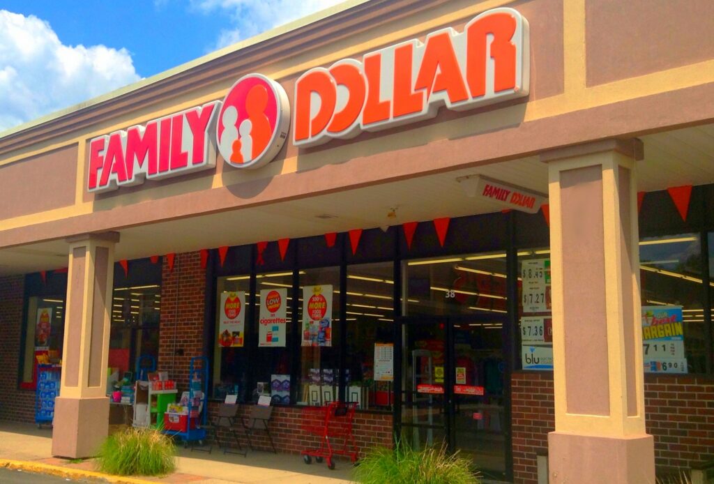 The exterior of a dollar store