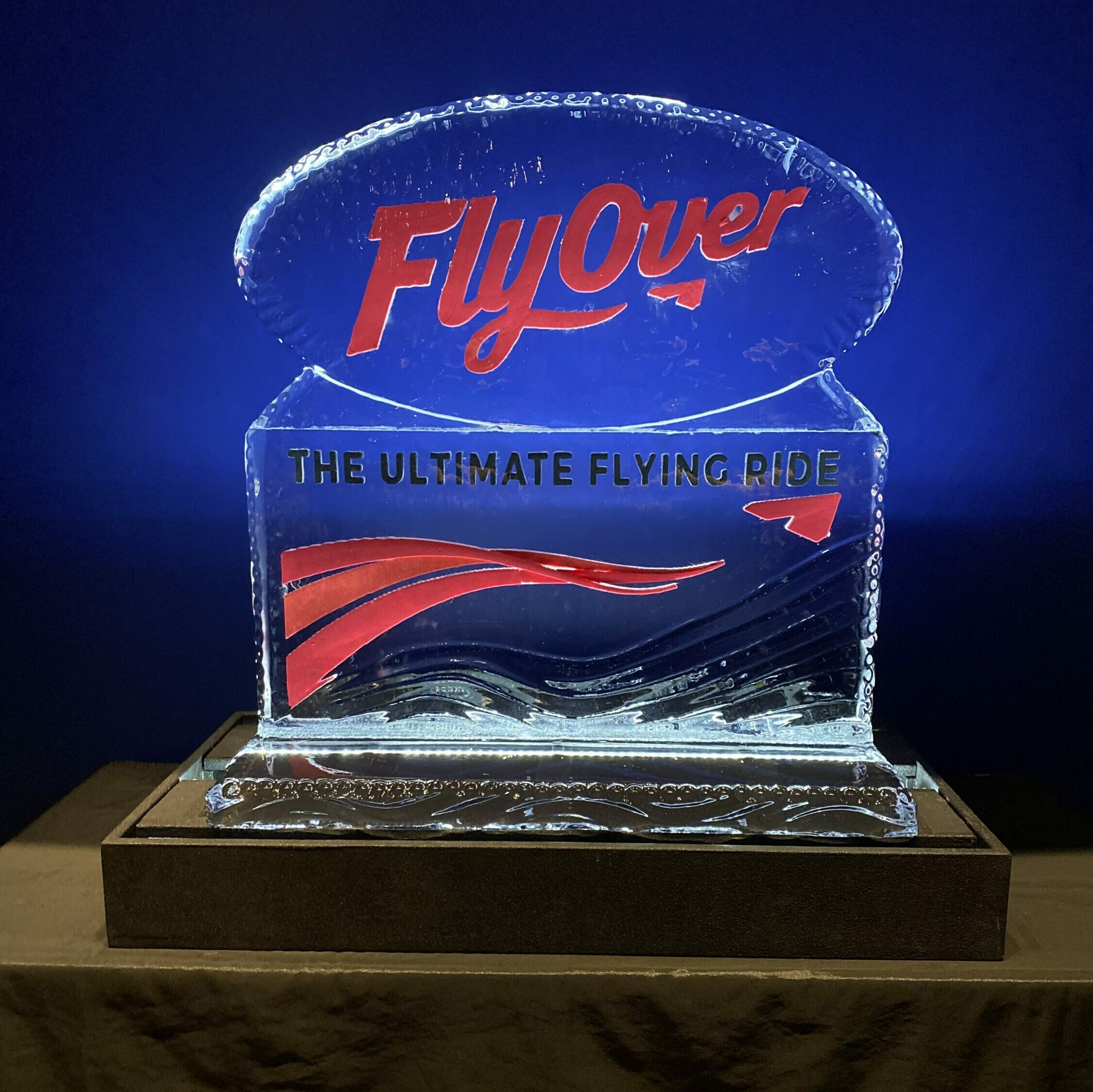 ice sculpture of Flyover Las Vegas