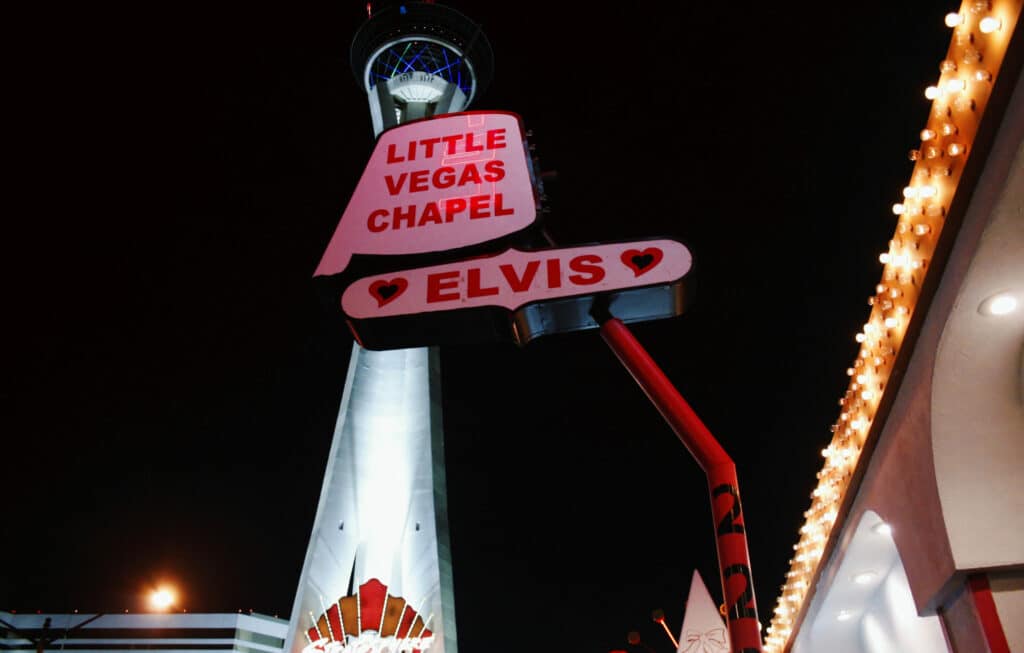 Little Elvis wedding chapel vintage sign
