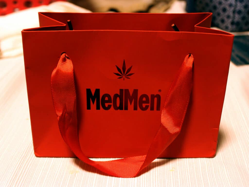 red MedMen bag from a Las Vegas dispensary