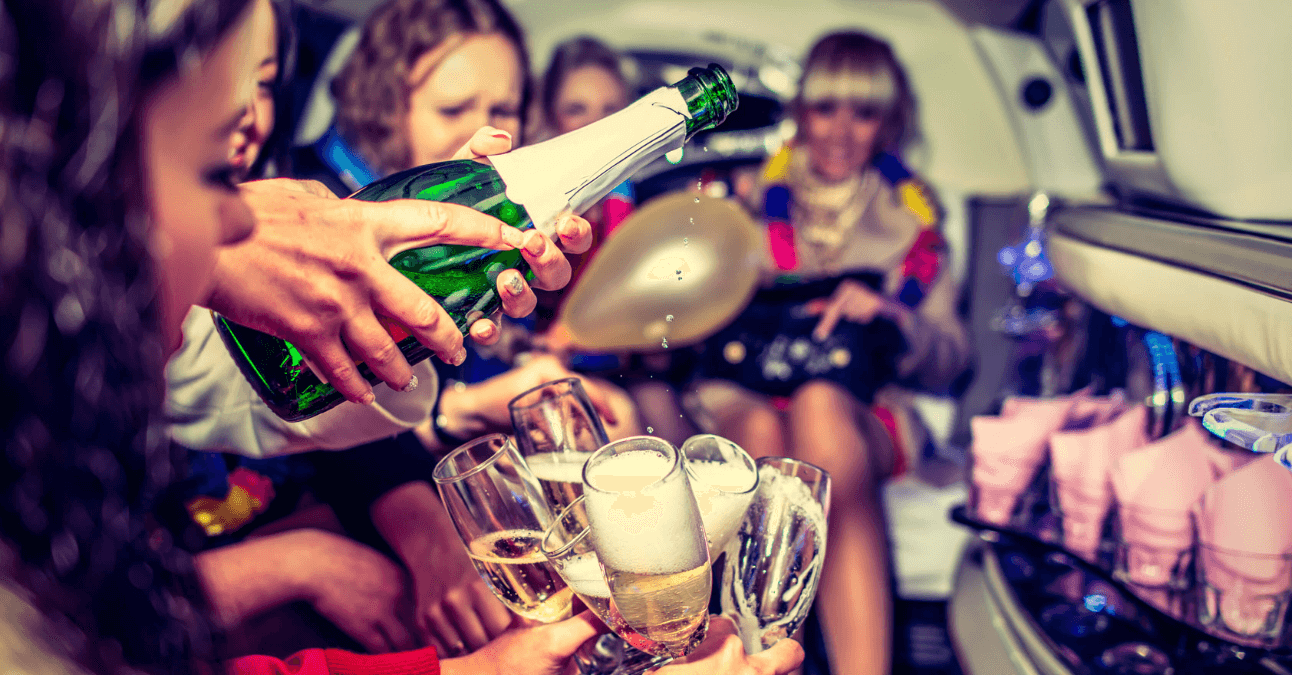 Women toasting champagne to celebrate their Vegas bachelorette party