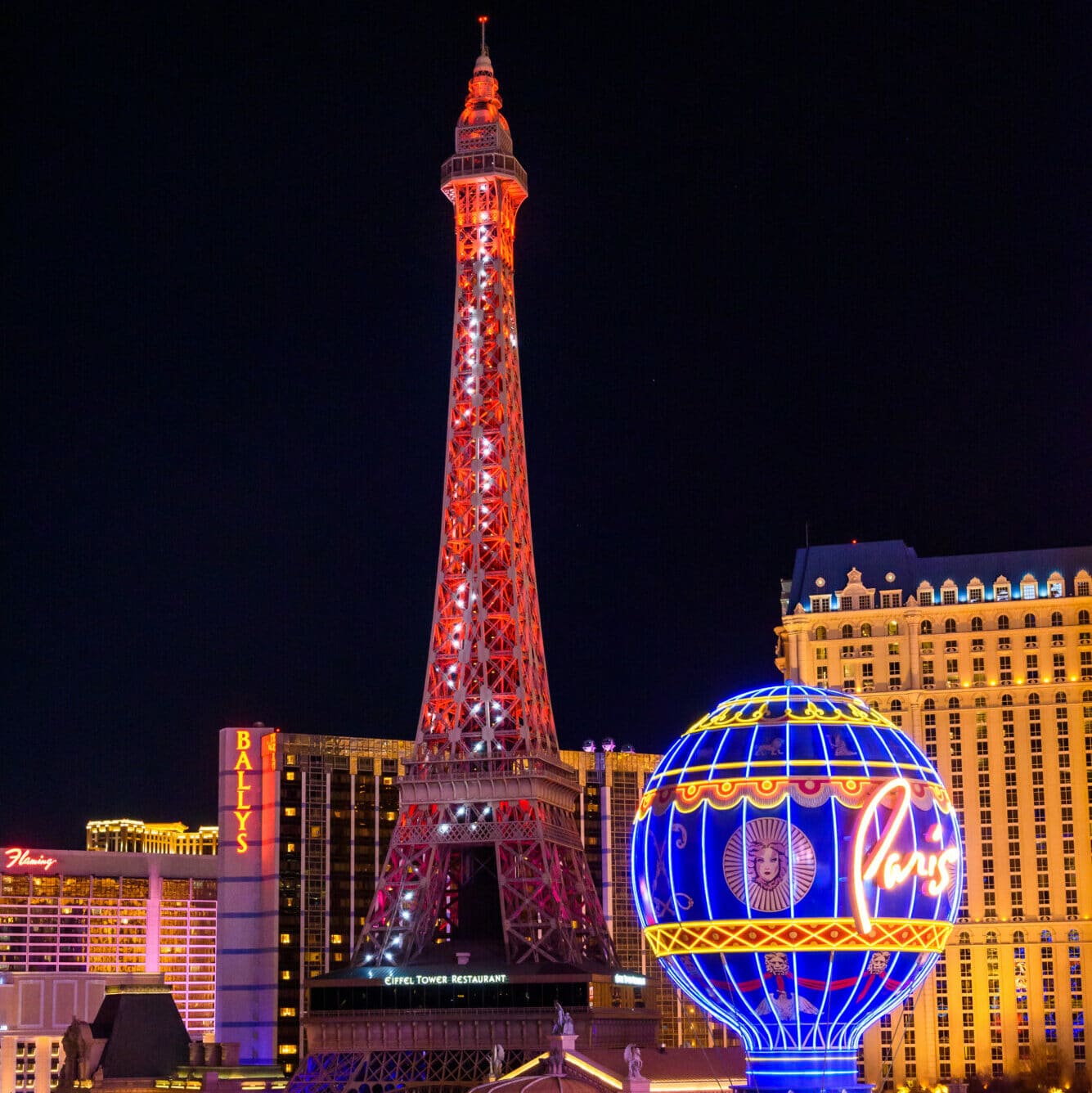 Paris Las Vegas pink lights for Valentine's Day